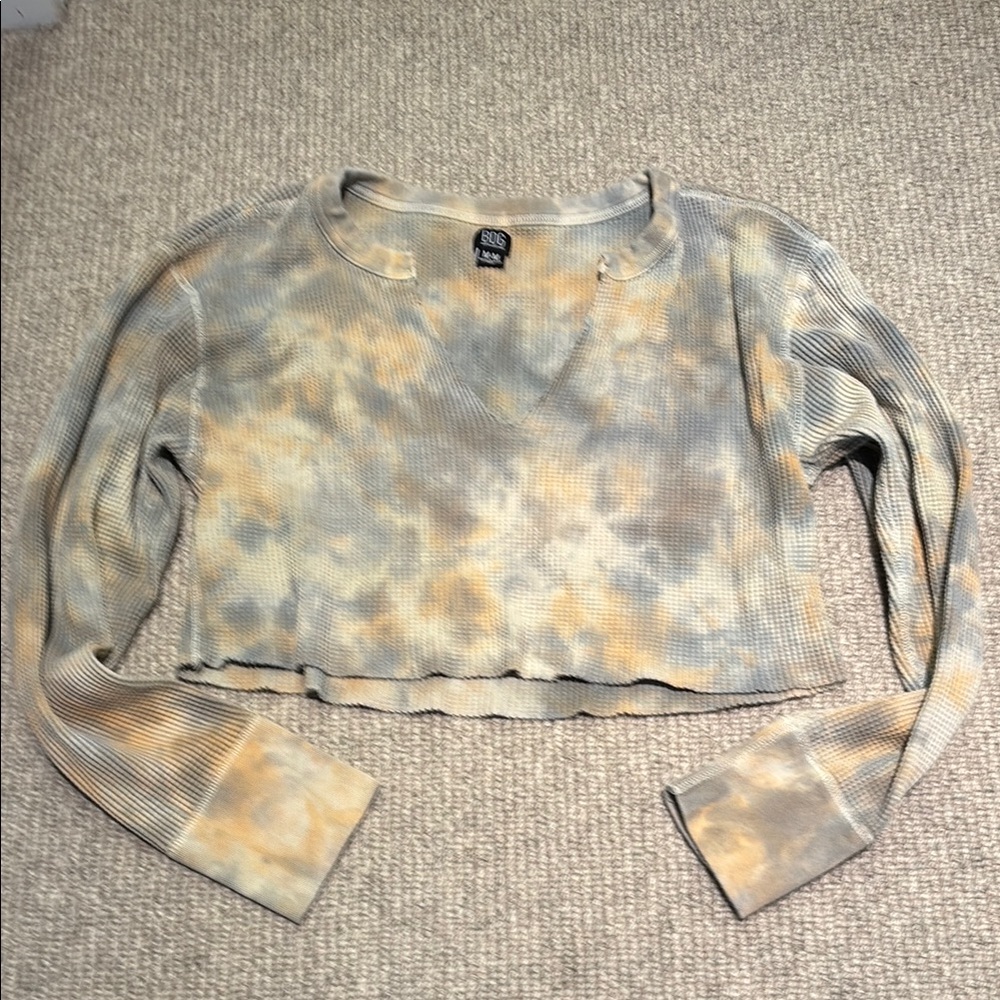 Tie-Dye Cropped Long Sleeve Top